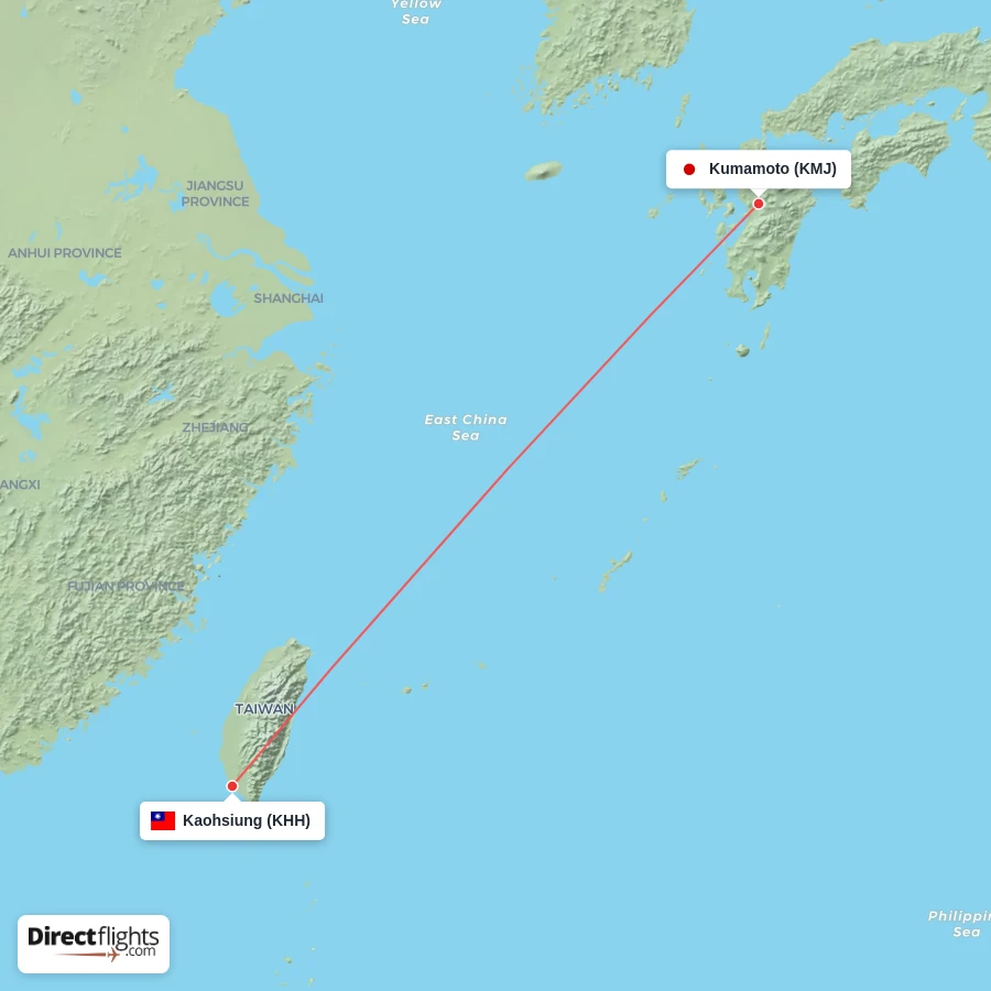 KHH - KMJ route map