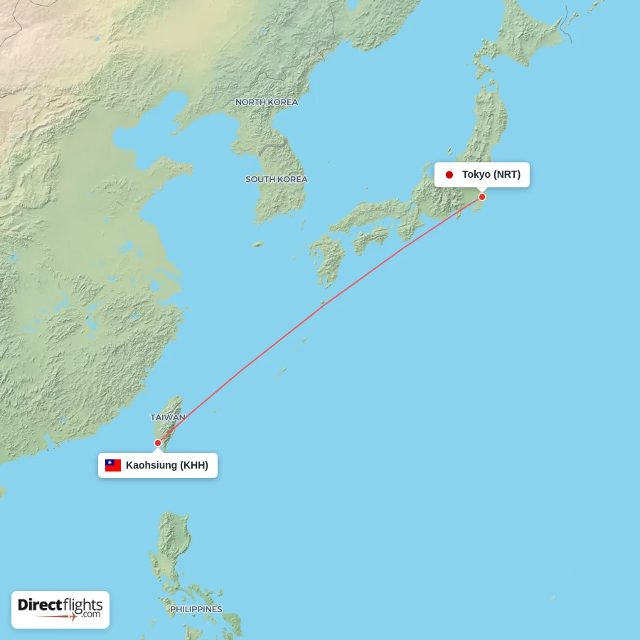 KHH - NRT route map