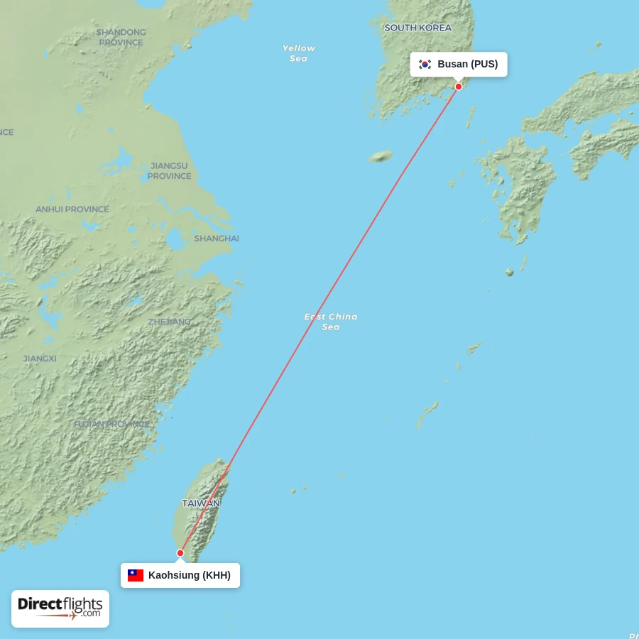 KHH - PUS route map