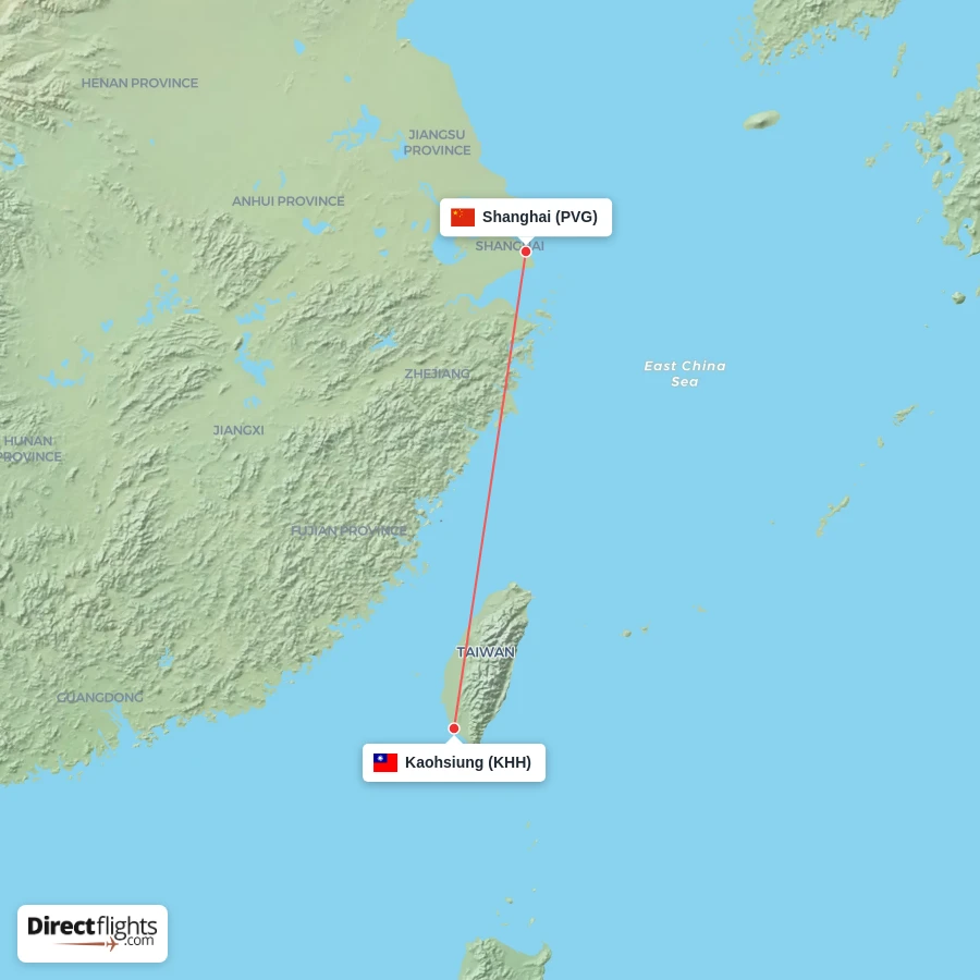 KHH - PVG route map