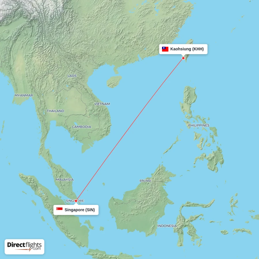 KHH - SIN route map