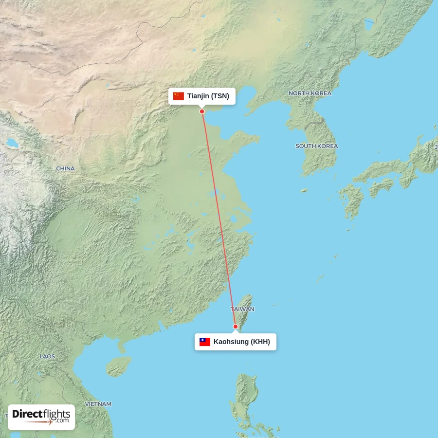 KHH - TSN route map