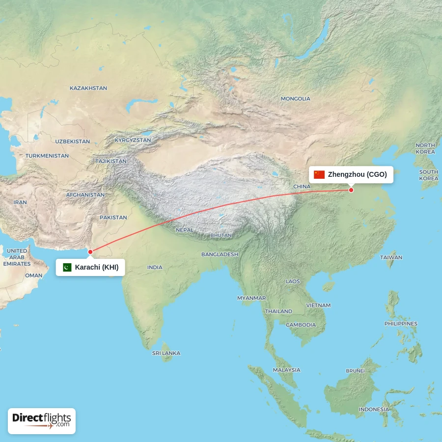 KHI - CGO route map