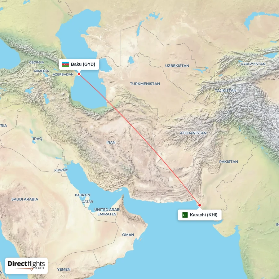 KHI - GYD route map