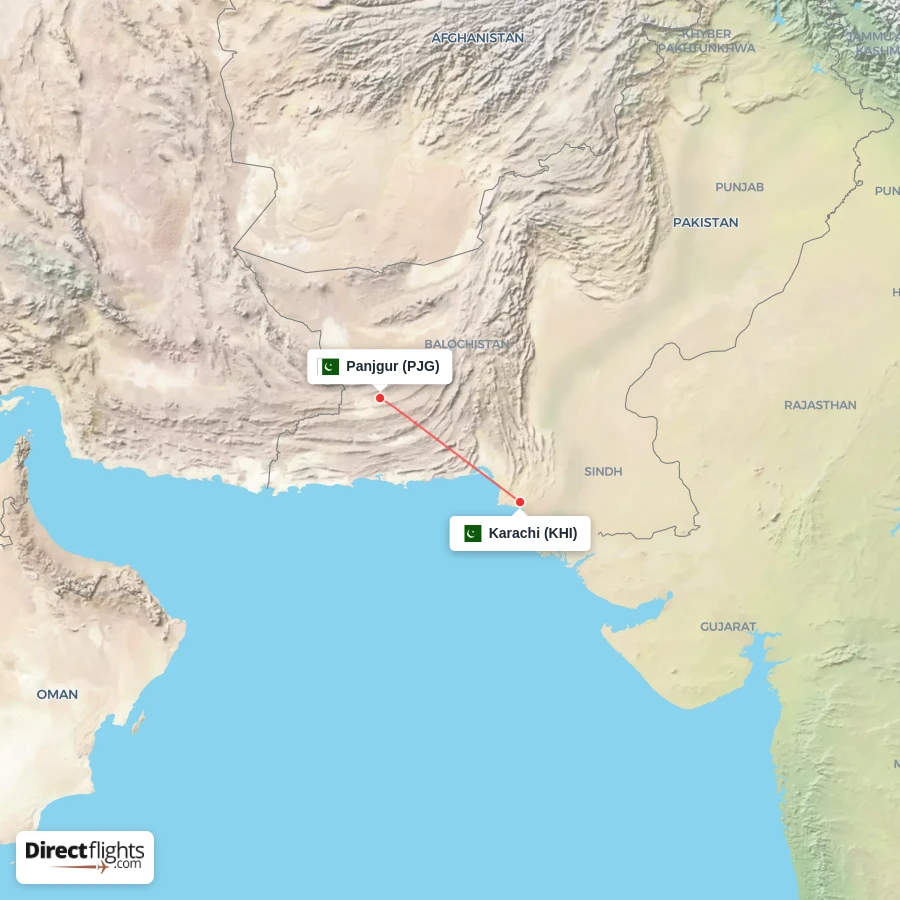 KHI - PJG route map