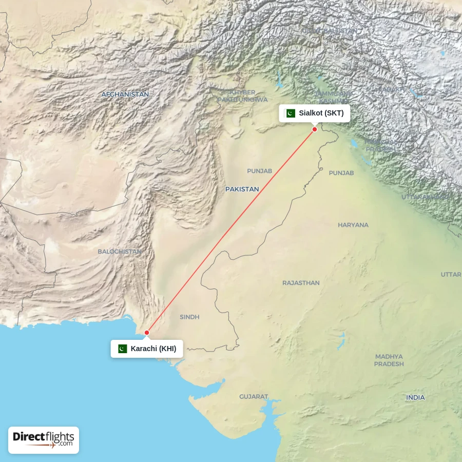 KHI - SKT route map