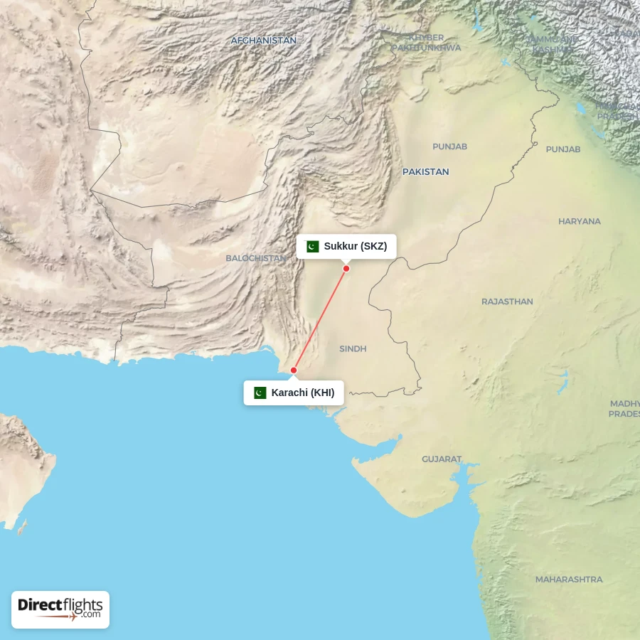 KHI - SKZ route map