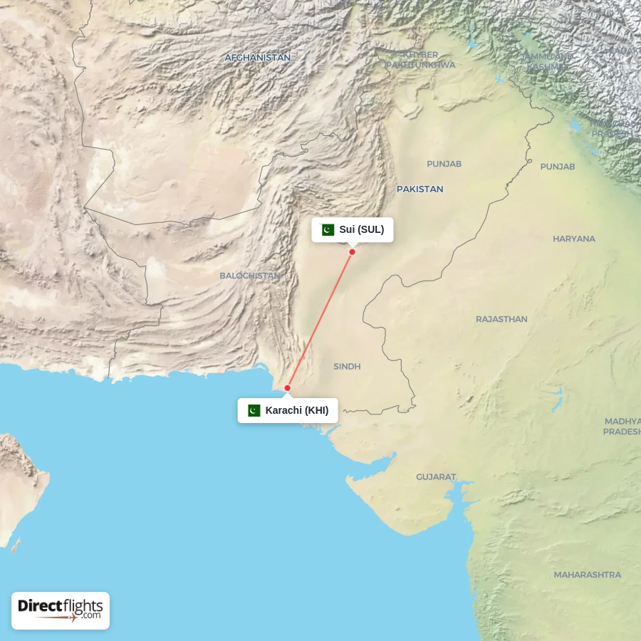 KHI - SUL route map