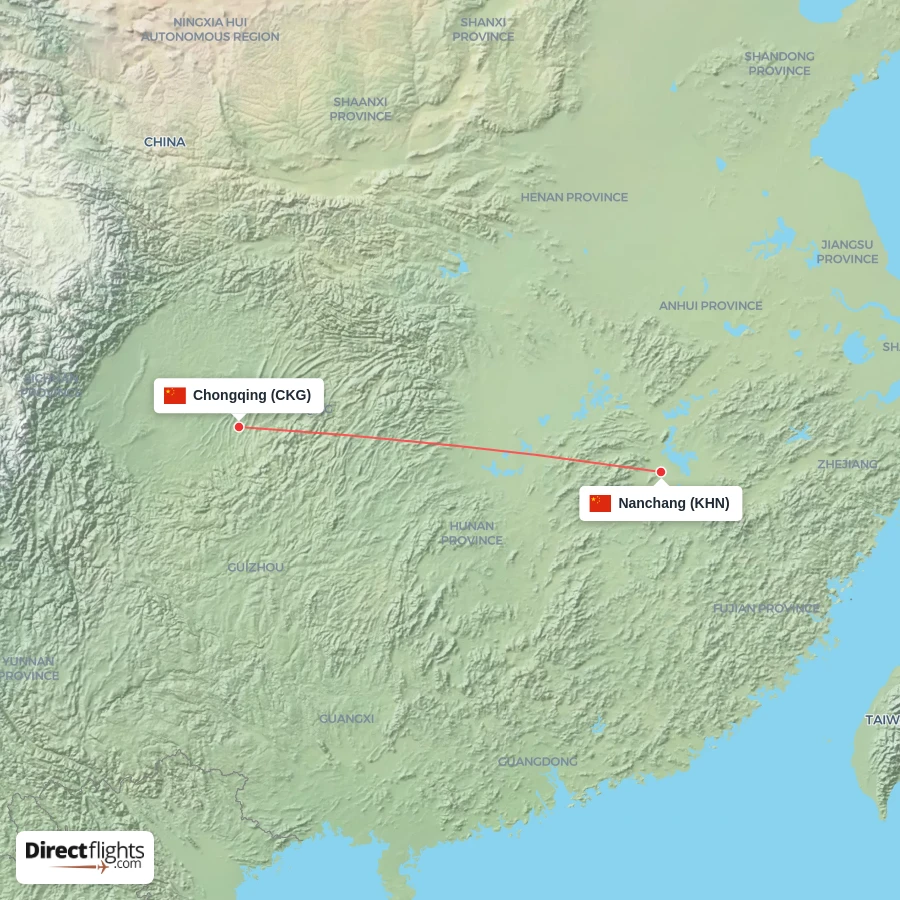 KHN - CKG route map