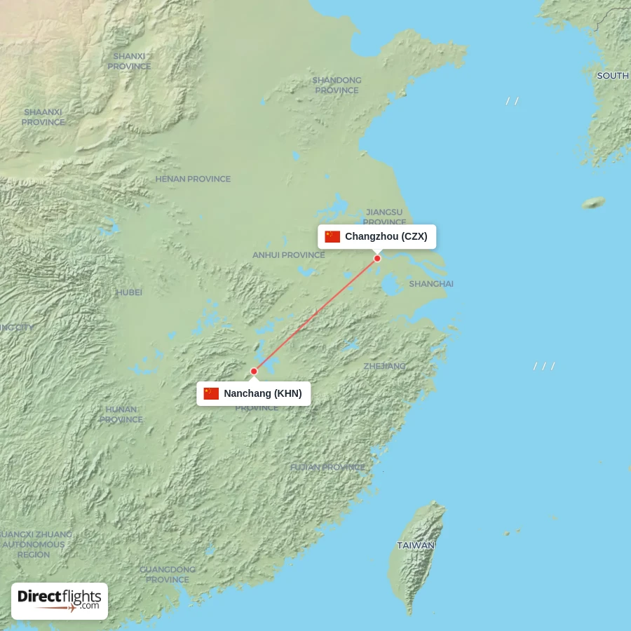 KHN - CZX route map
