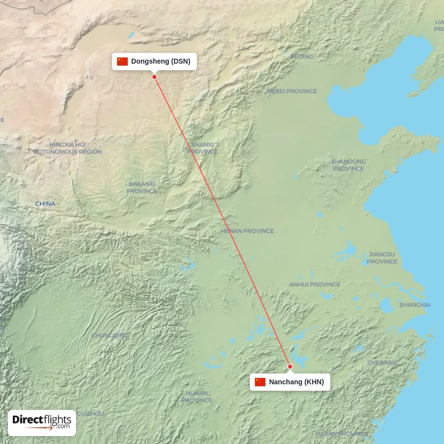 KHN - DSN route map