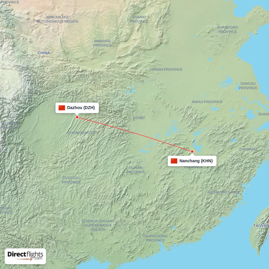 KHN - DZH route map