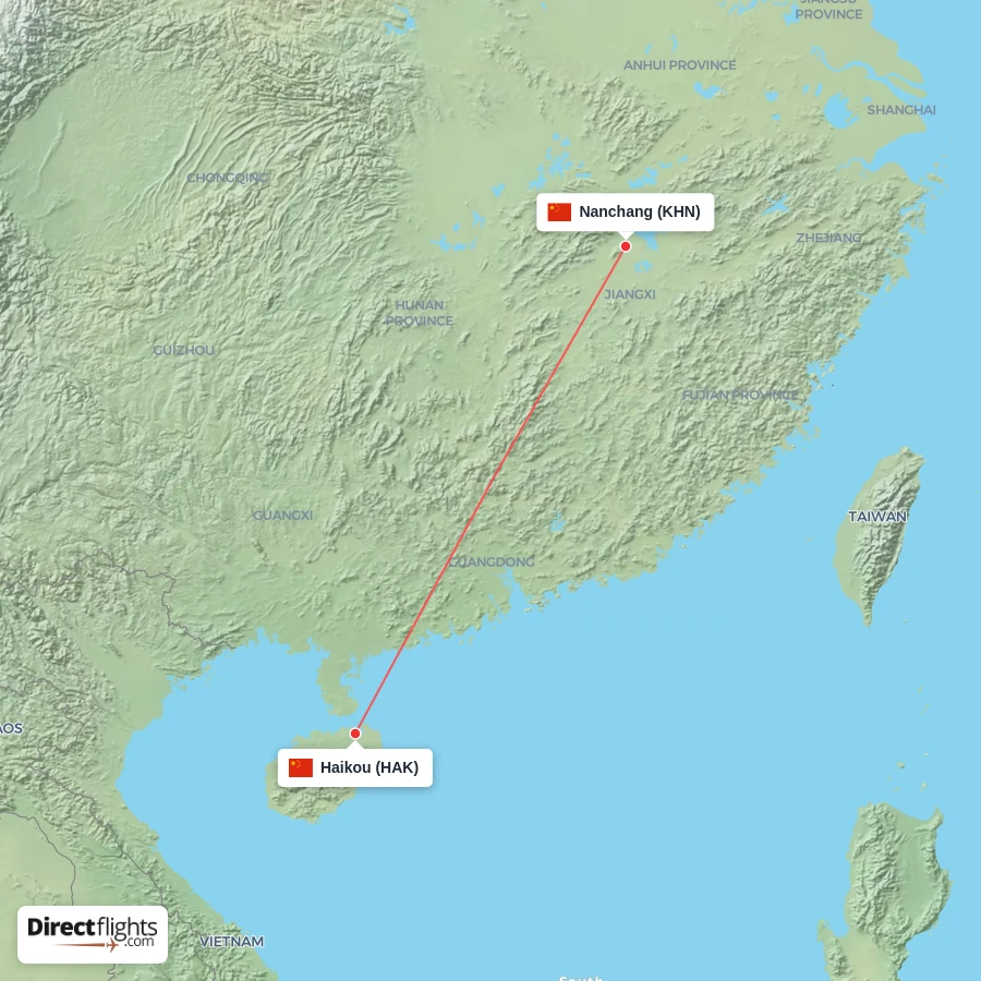 KHN - HAK route map