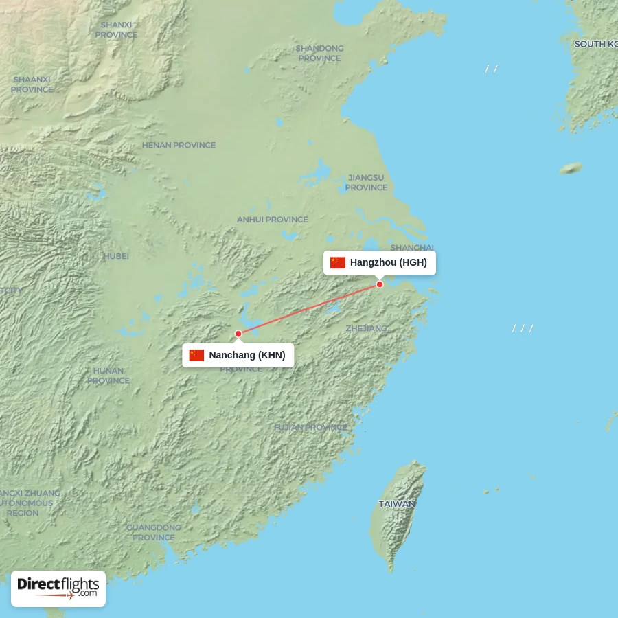 KHN - HGH route map