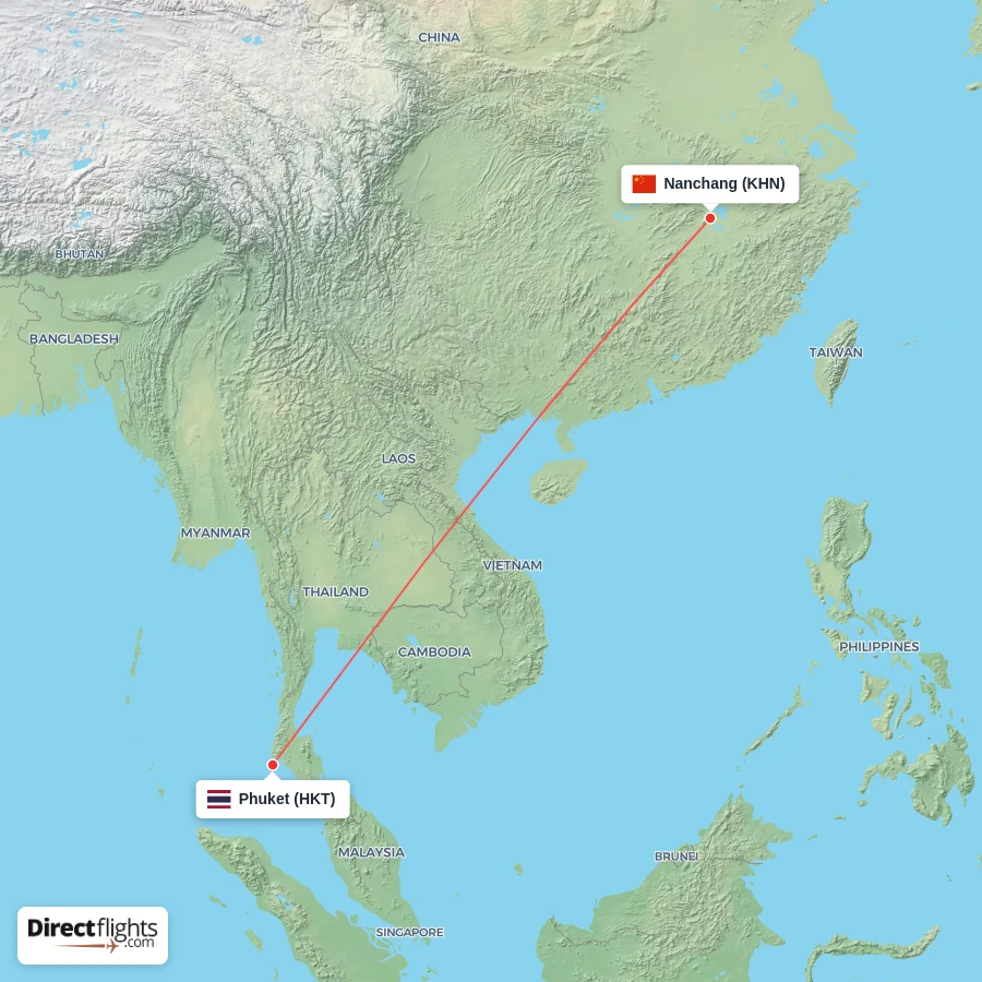 KHN - HKT route map