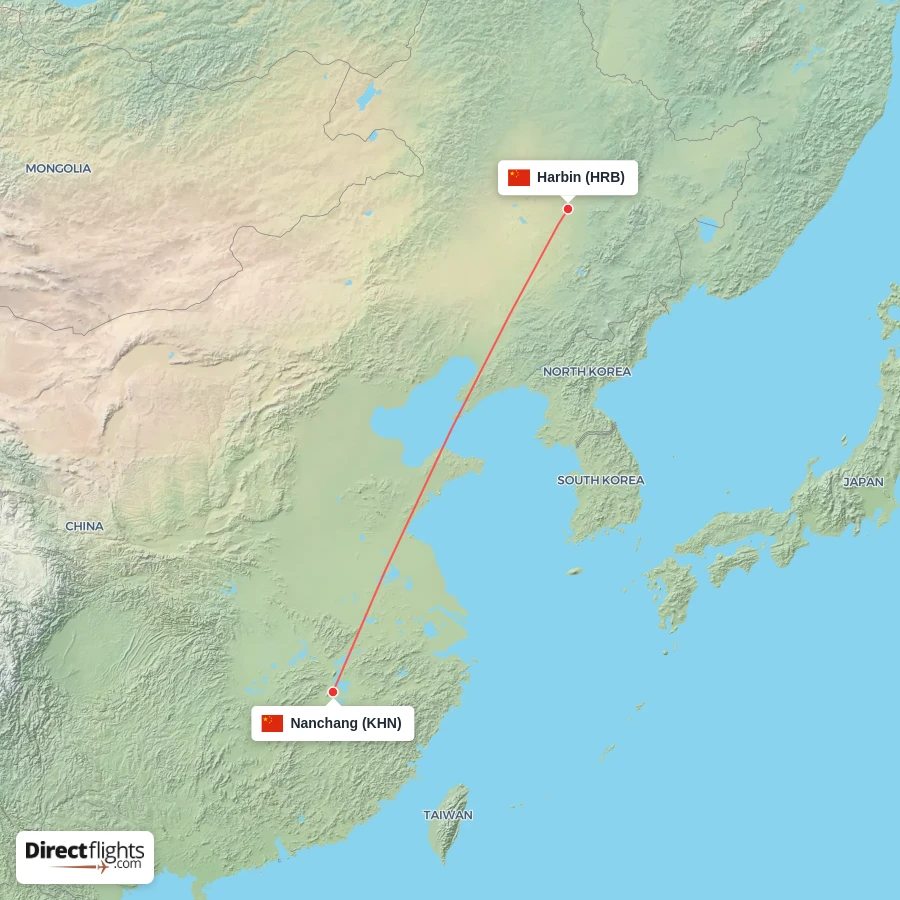 KHN - HRB route map
