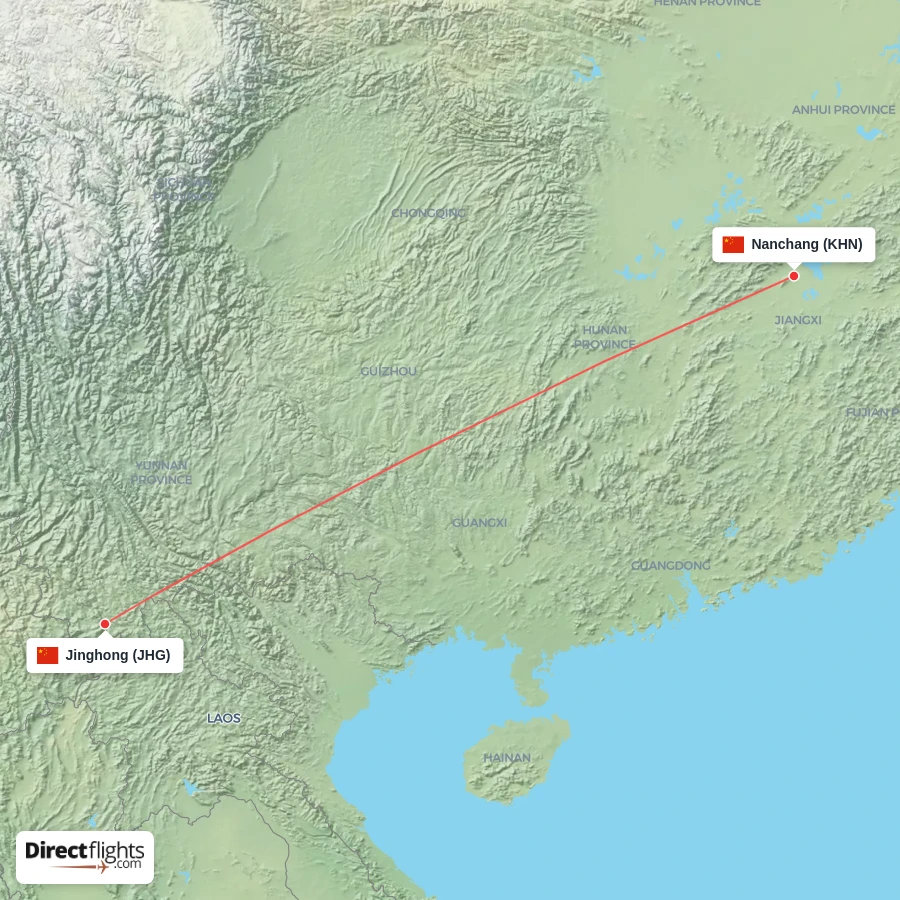 KHN - JHG route map