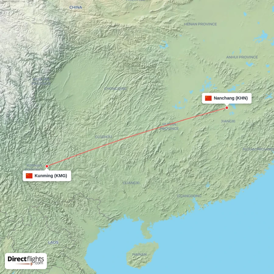 KHN - KMG route map