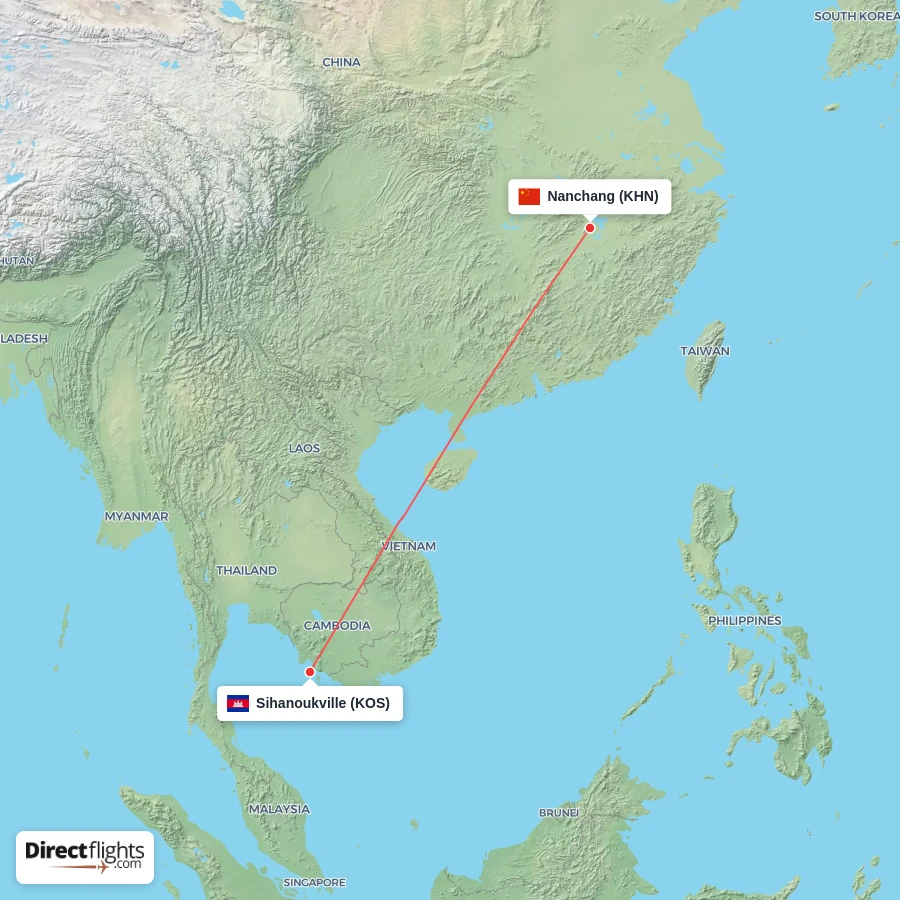 KHN - KOS route map