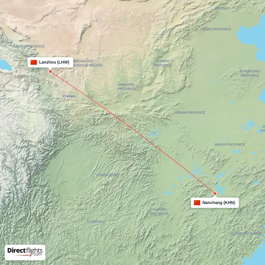 KHN - LHW route map