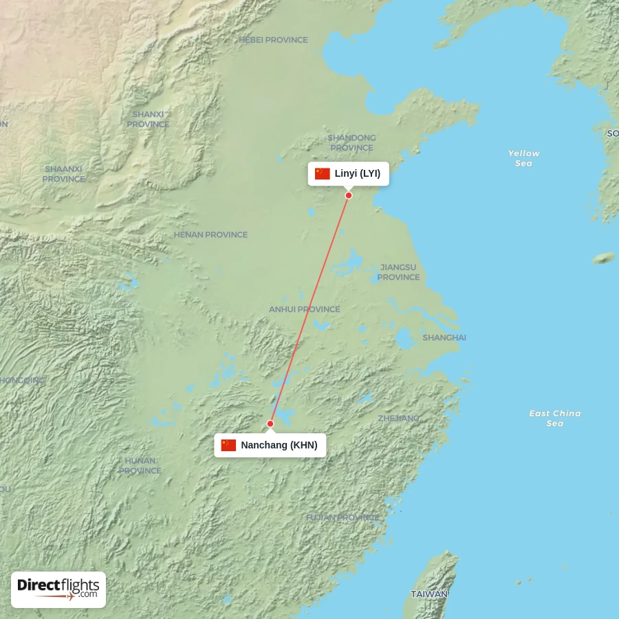 KHN - LYI route map