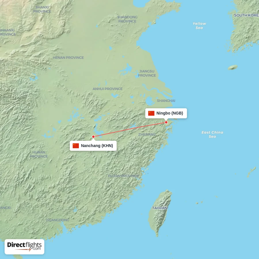 KHN - NGB route map