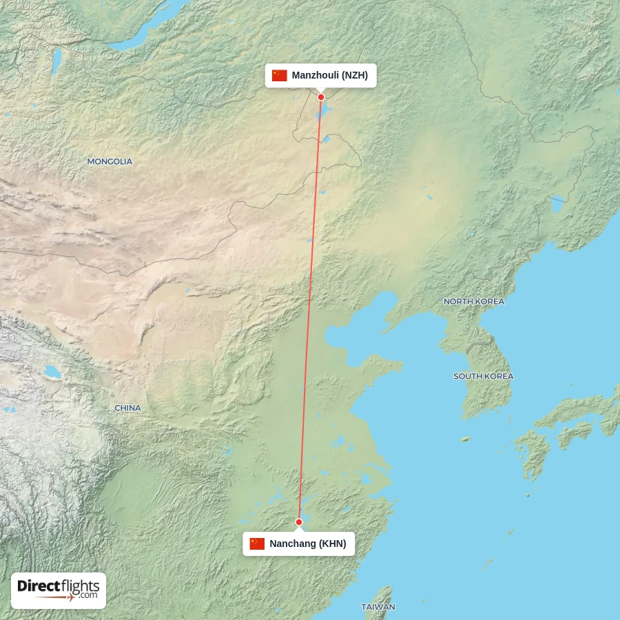 KHN - NZH route map