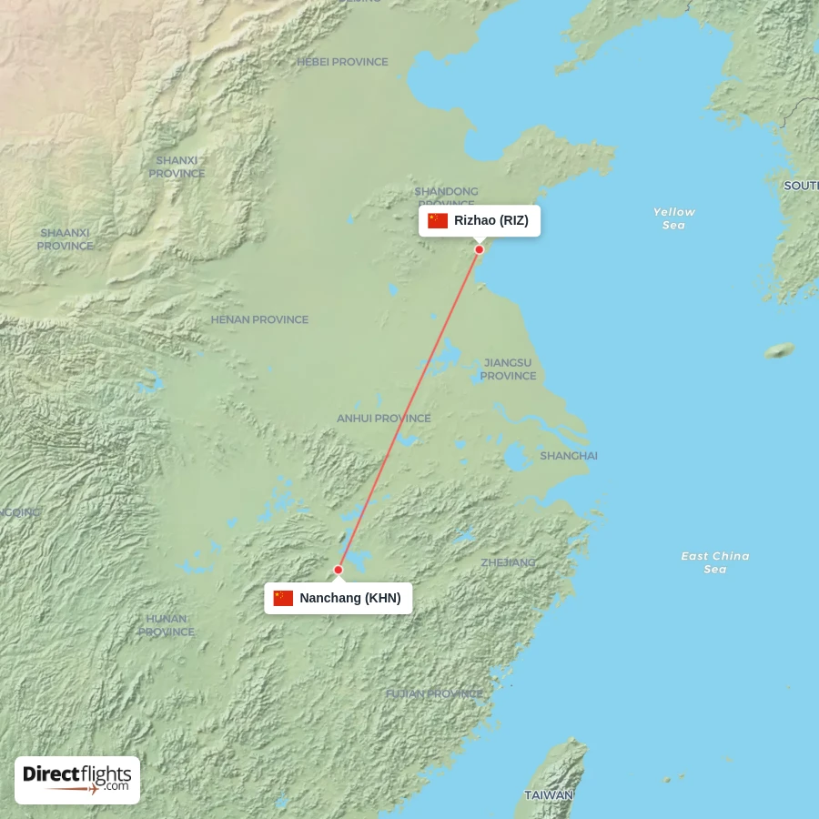 KHN - RIZ route map