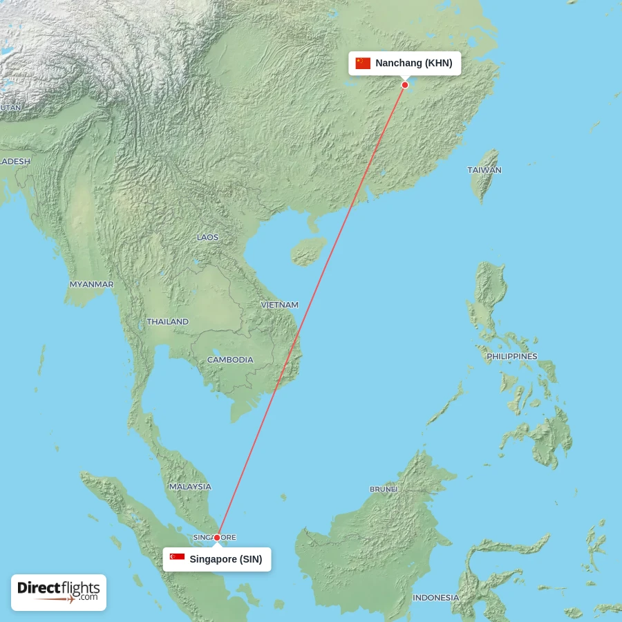 KHN - SIN route map