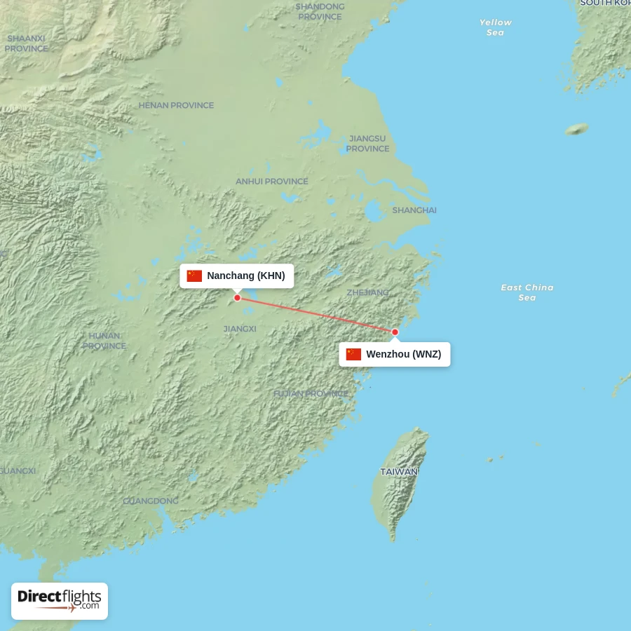 KHN - WNZ route map