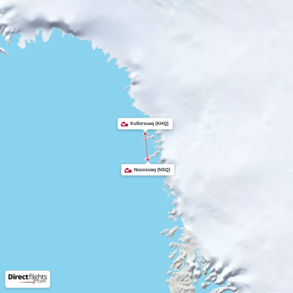 Kullorsuaq - Nuussuaq direct flight map