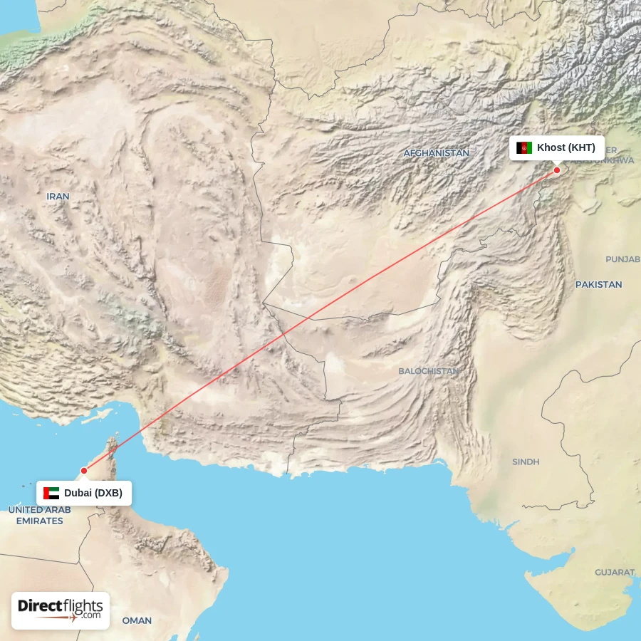 KHT - DXB route map
