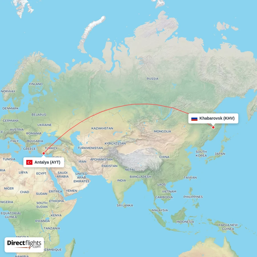 KHV - AYT route map