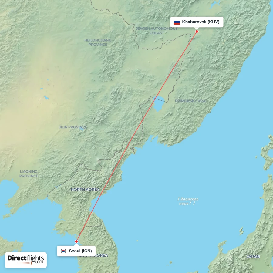 KHV - ICN route map