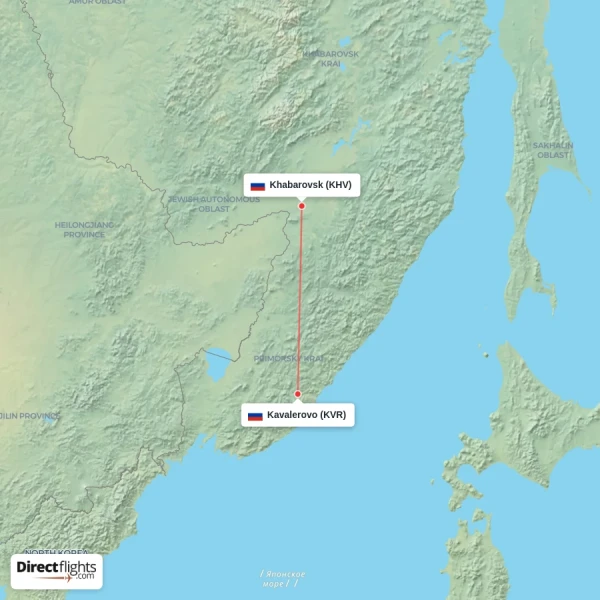 Khabarovsk - Kavalerovo direct flight map
