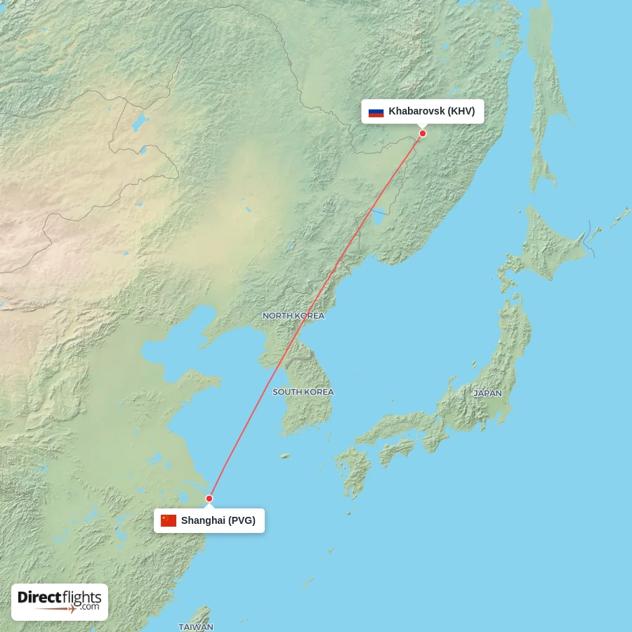 KHV - PVG route map