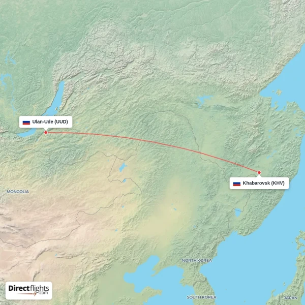 Khabarovsk - Ulan-Ude direct flight map
