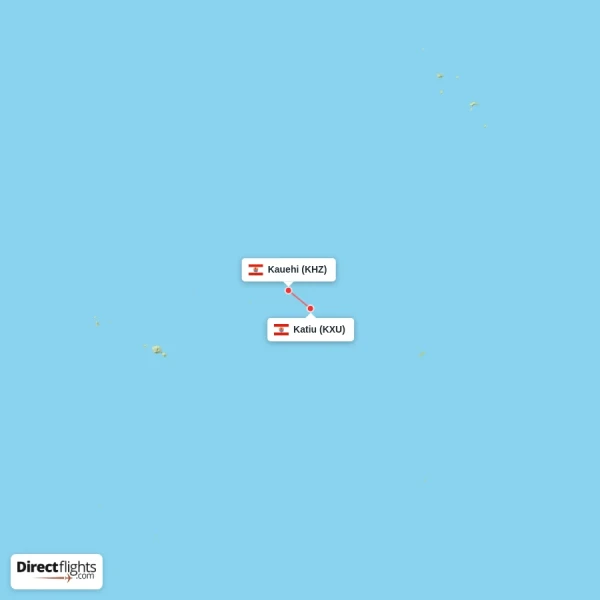 Kauehi - Katiu direct flight map