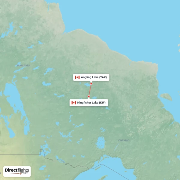 Kingfisher Lake - Angling Lake direct flight map
