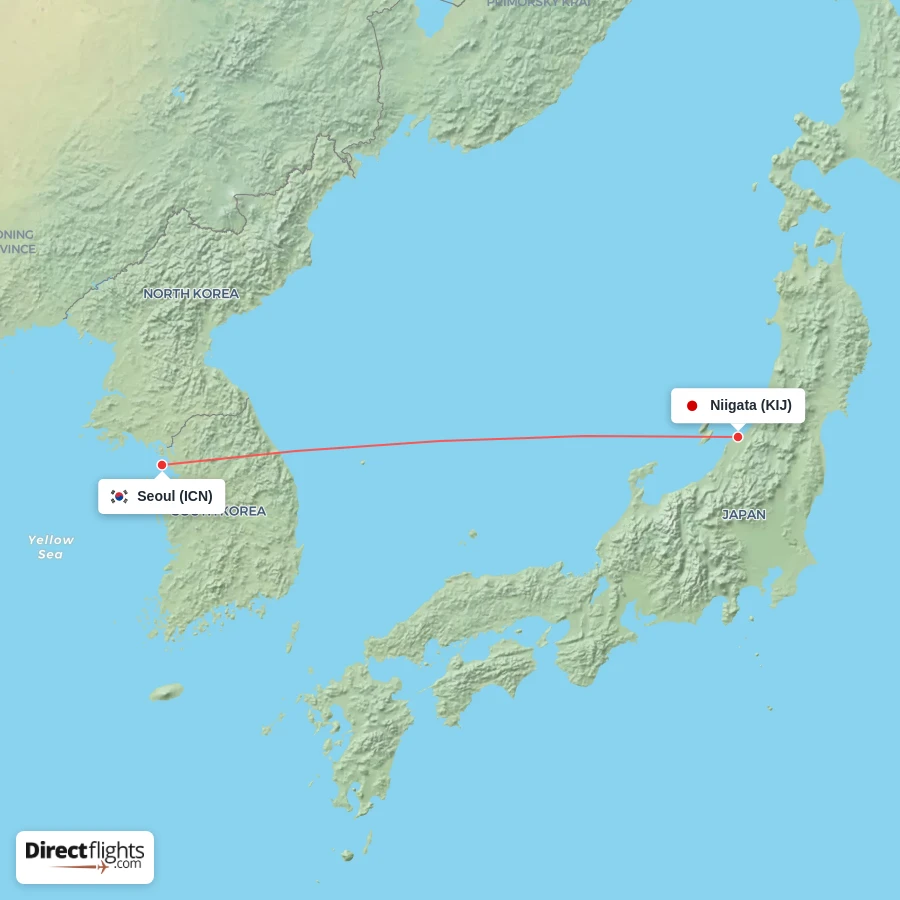 KIJ - ICN route map