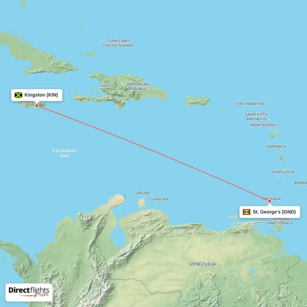 Kingston - St. George's direct flight map
