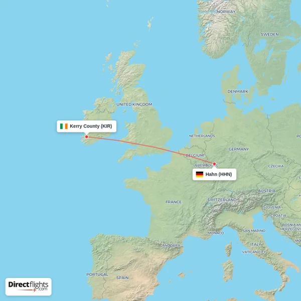 Kerry County - Hahn direct flight map