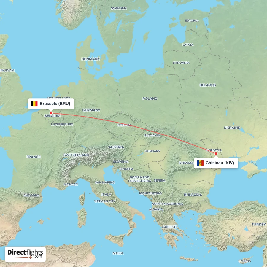 KIV - BRU route map