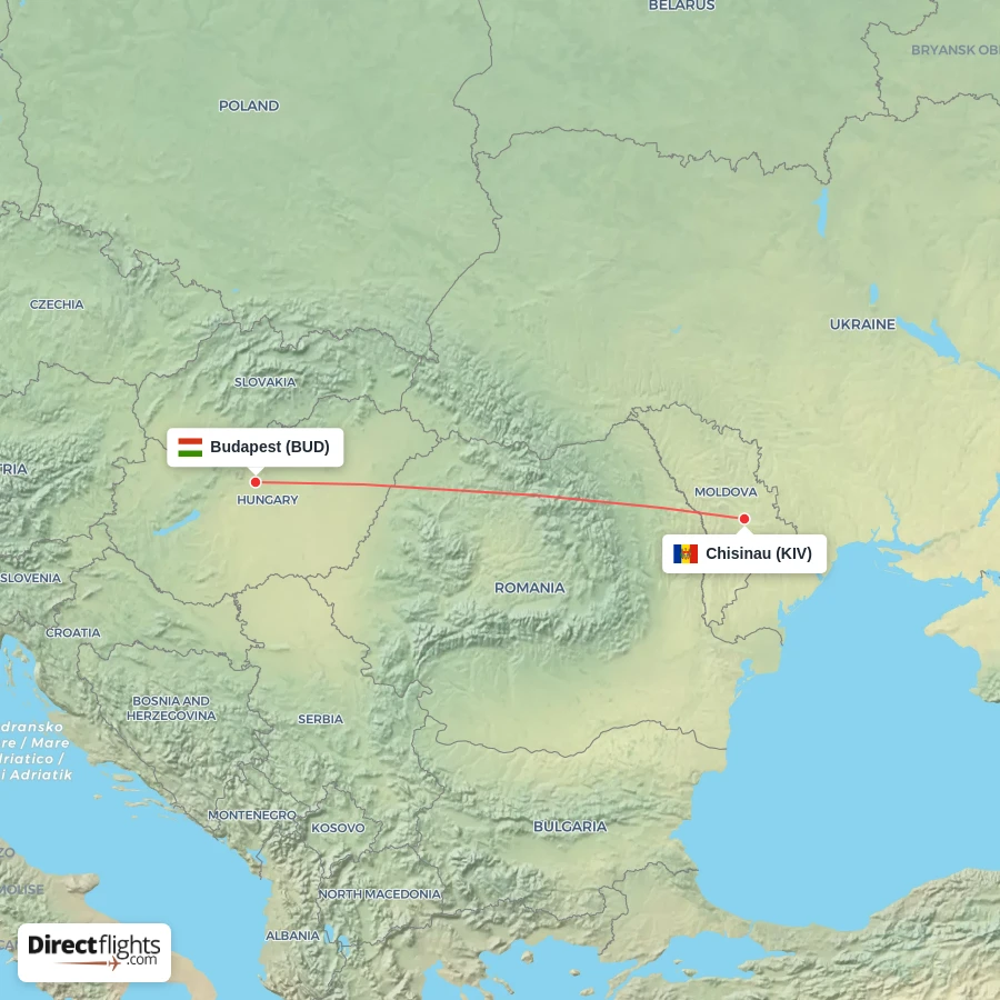 KIV - BUD route map