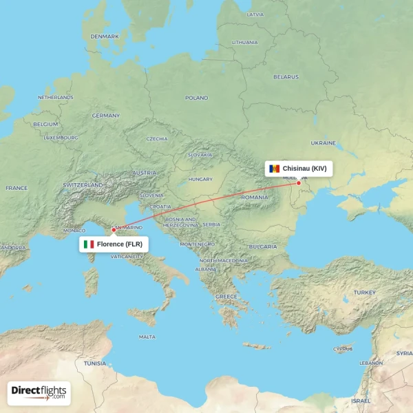 Chisinau - Florence direct flight map