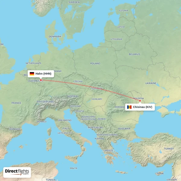 Chisinau - Hahn direct flight map
