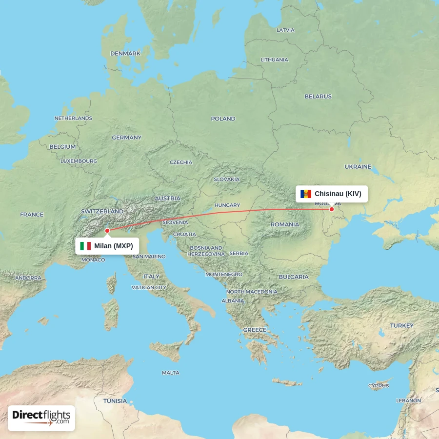 KIV - MXP route map
