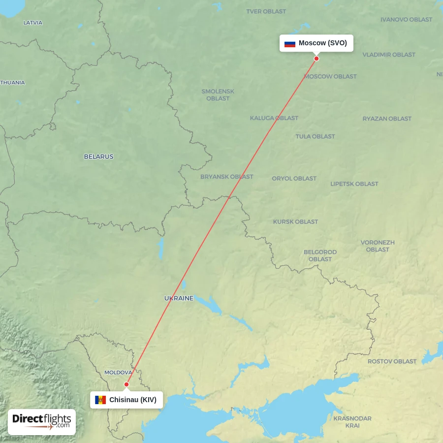 KIV - SVO route map