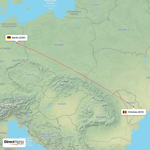 Chisinau - Berlin direct flight map