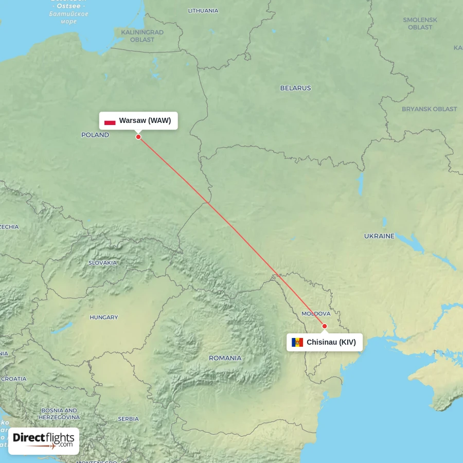 KIV - WAW route map
